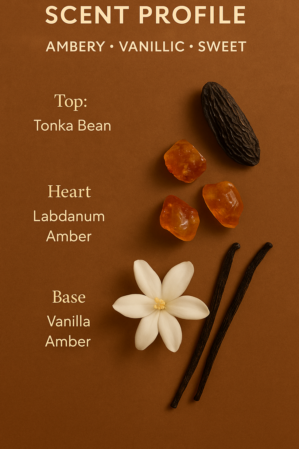 Grand Soir scent profile with amber, tonka bean, and vanilla notes