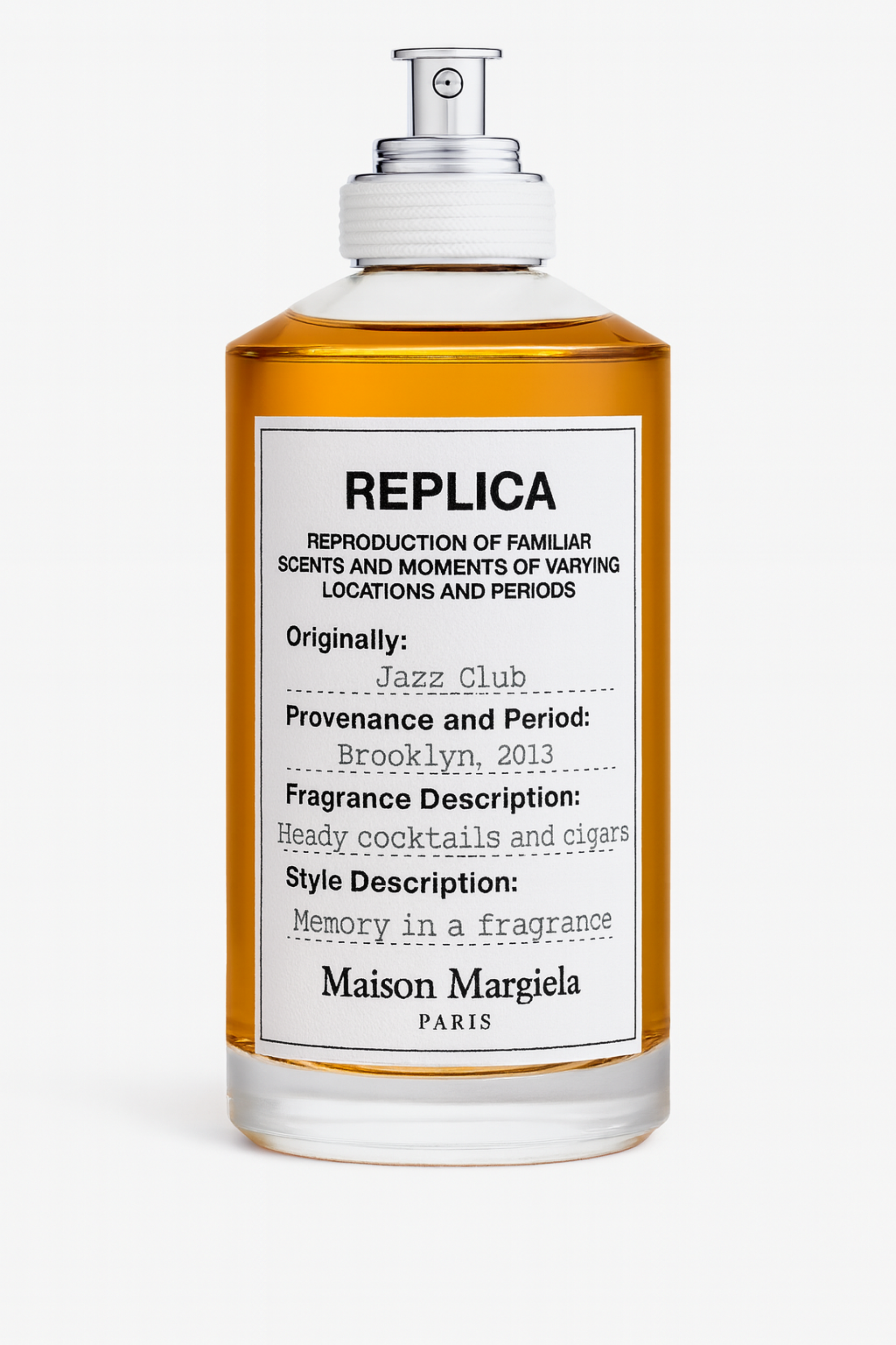Maison Margiela Replica Jazz Club retail perfume bottle amber spicy scent