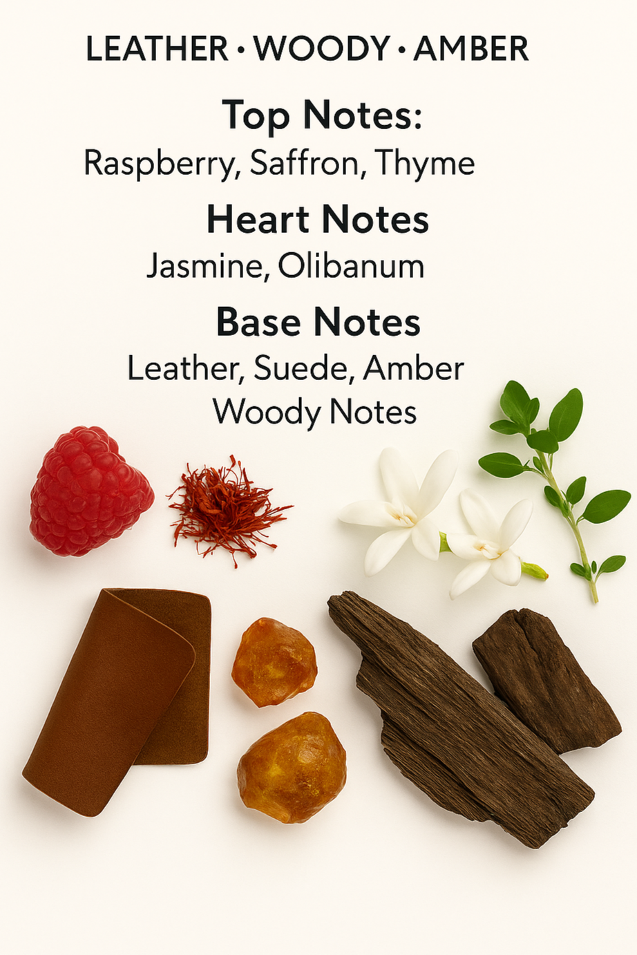 Tuscan Leather scent profile showing raspberry, leather, and suede notes